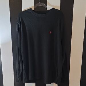 Polo Ralph Lauren Black Long Sleeve Tee with Red Logo